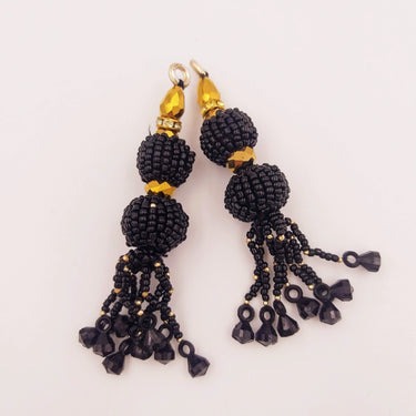 Black Bead Tassels Latkan, Indian Latkans, Black Beaded Danglers